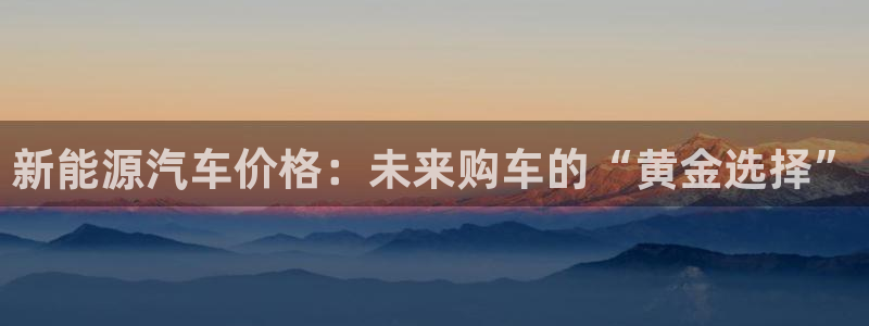 摩根娱乐注册平台:新能源汽车价格:未来购车的“黄金选择”